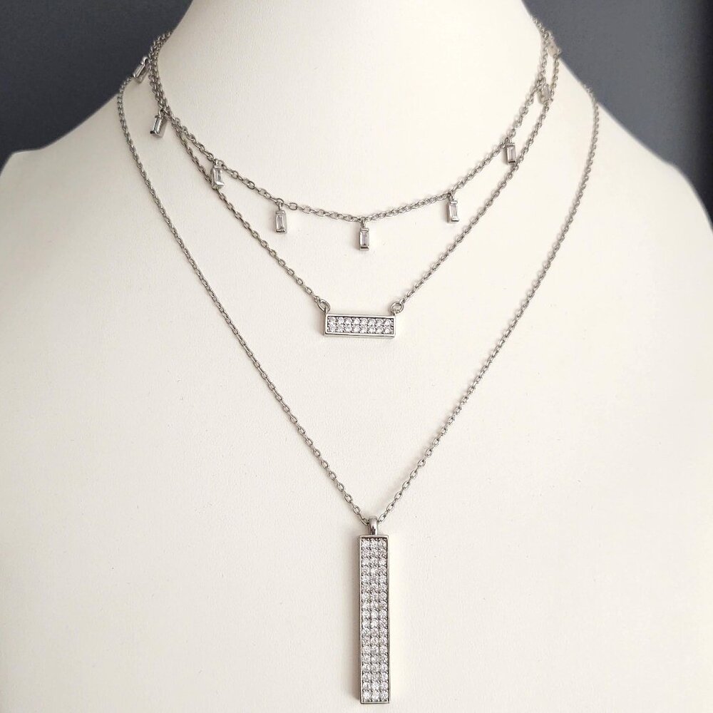 WHBM silver convertible 3 strand necklace